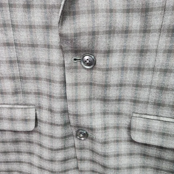 Bar III Blazer Mens 36R 36 Regular Gray Plaid Slim Fit Stretch Sport Coat Jacket - Picture 5 of 10